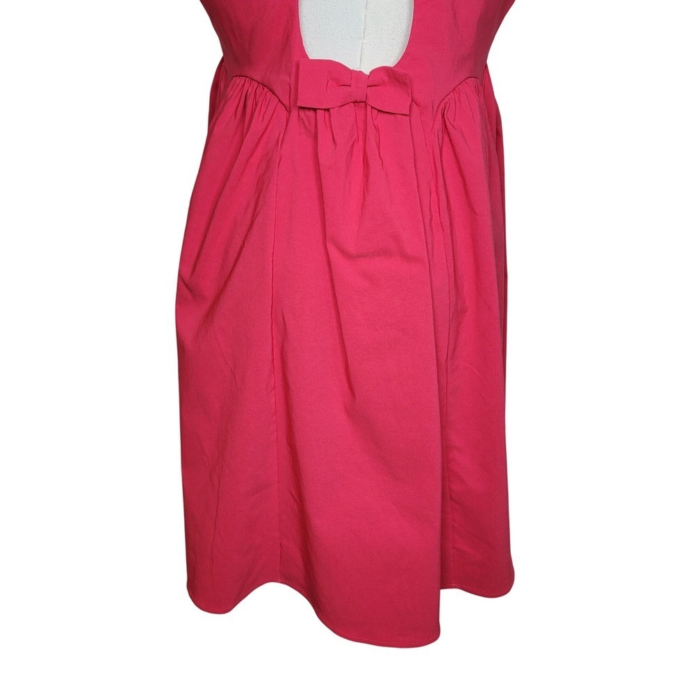 Maeve Pink Bow Back Dress Medium Valentine's Day Mini Fit Flare Chic Cottagecore - Picture 8 of 9
